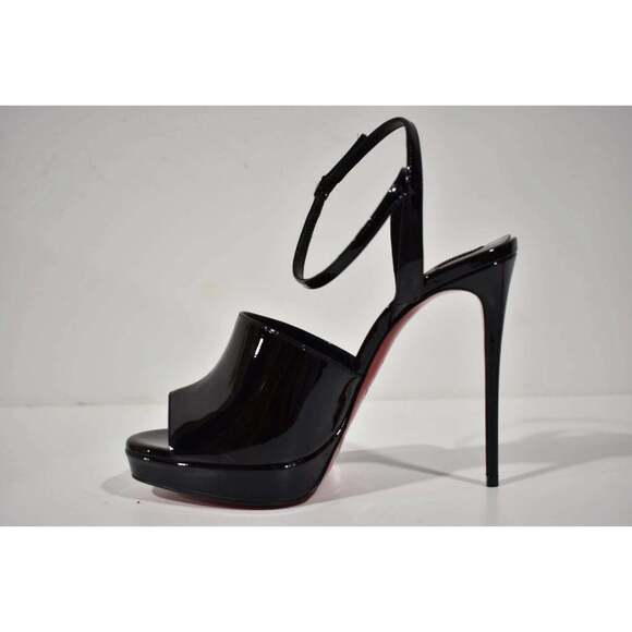Christian Louboutin Miradona 120 Black Patent Ankle Strap Sandal Heel Pump 37 - Picture 7 of 12